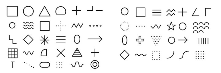 Fototapete - Various geometric shapes and lines displayed in a creative arrangement for design inspiration or illustration purposes