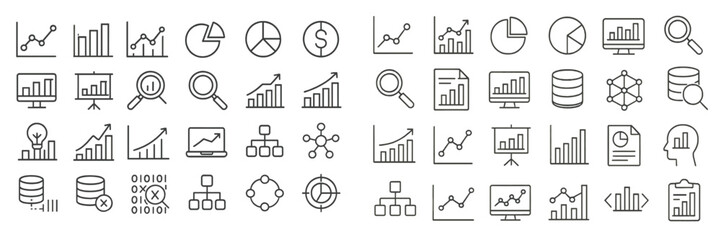 Leinwandbilder - Various icons representing data analysis, statistics, and business growth in a professional illustration for digital use