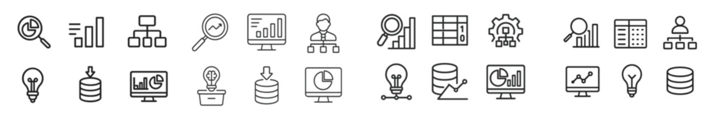 Leinwandbilder - Business and research icons illustrating data analysis and strategy development in a modern office setting