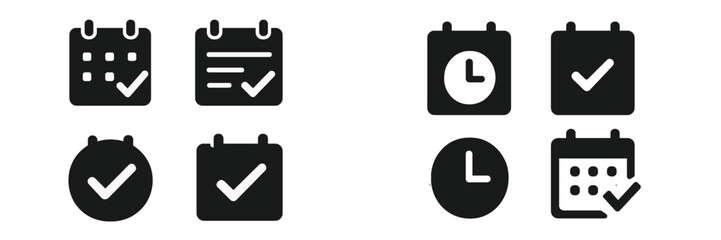 Leinwandbilder - Calendar icons showcasing various scheduling options for personal and professional tasks in a minimalist design style