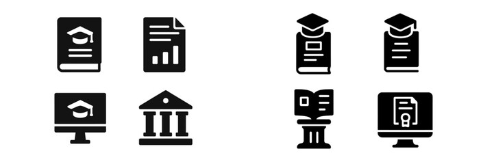 Poster - University education icons showcasing various aspects of learning, documentation, and achievement in a digital format