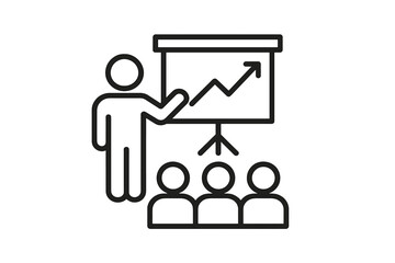Fototapete - Business presentation illustrating a speaker engaging an audience with a growth chart in a professional setting