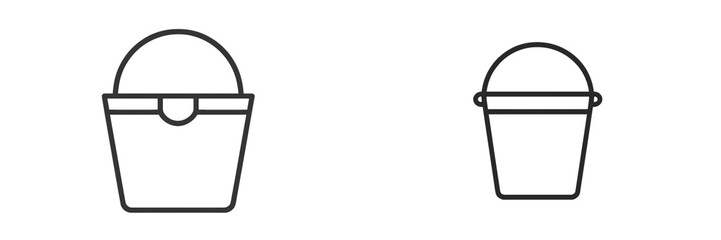 Fototapete - Stylized bucket designs in minimalistic black and white showcasing different sizes and shapes in a simple layout