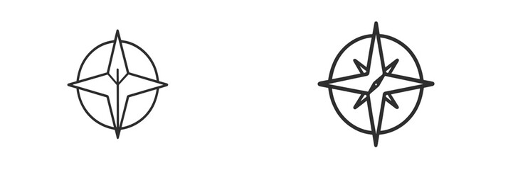 Poster - Vector graphic design of two simple compass rose illustrations representing direction and navigation
