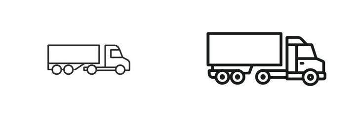 Aufkleber - Different styles of delivery trucks showcasing varying sizes and designs in a simple line art format