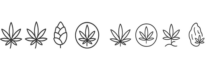 Poster - Collection of cannabis leaf illustrations showcasing various styles and designs