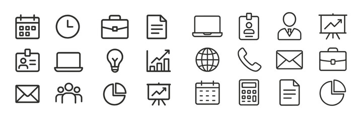Leinwandbilder - Icon collection depicting various business and work-related activities, tools, and concepts for professional settings