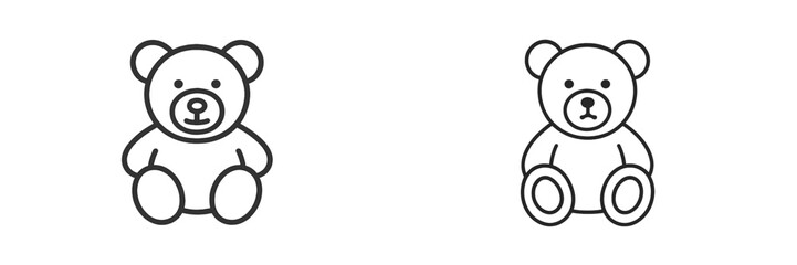 Poster - Simple cartoon bears sitting side by side in a minimalist style with a white background