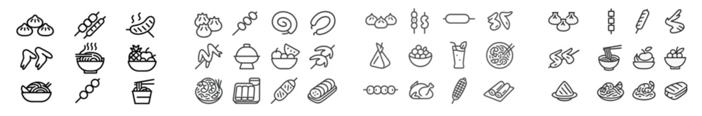Aufkleber - Various food icons displayed in a vector style design, representing diverse cuisines around the world in simple graphics