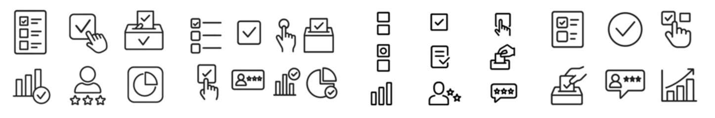 Fototapete - Collection of minimalist icons representing tasks, feedback, and data analysis typically used in digital applications