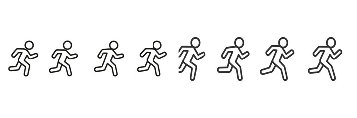 Poster - Dynamic series of running figures illustrating movement in a linear progression at a minimalistic design