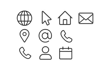 Fototapete - Icons representing essential digital communication and navigation tools, used to enhance user experience in web design and applications
