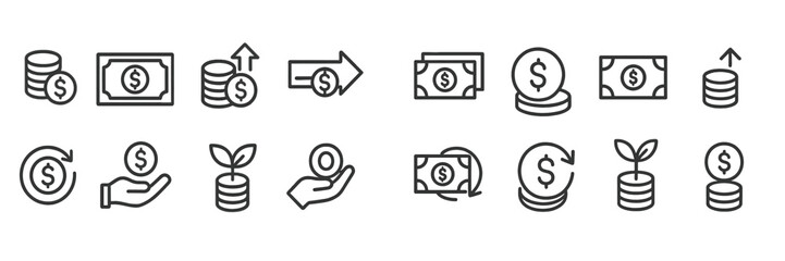 Poster - Financial growth icons showing various aspects of money management and investment strategies for modern finance