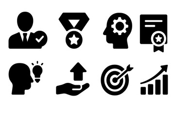 Aufkleber - Icons representing personal development, achievement, and goal setting in a professional context