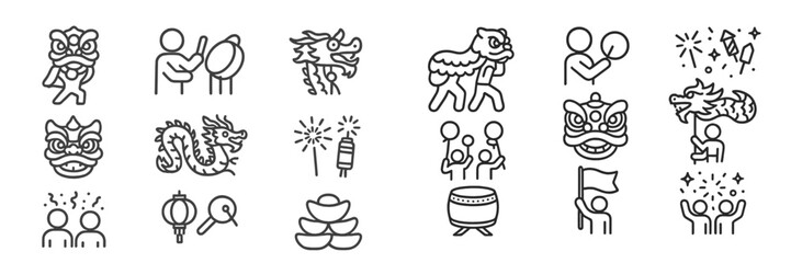 Aufkleber - Exciting celebration with dragon dance, lanterns, and festive activities during vibrant cultural festival