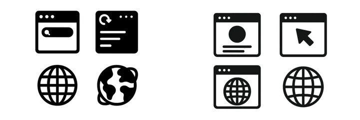 Poster - Modern web design elements showcase user interface features and global connectivity through visual icons