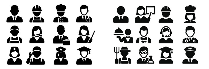 Aufkleber - Collection of diverse professional icons representing various careers in a modern context