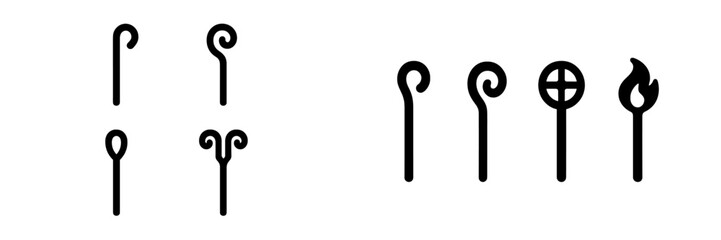 Aufkleber - Symbols and icons showcasing various designs of sticks and curves crafted for creative applications