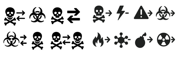 Poster - Symbols representing hazards and dangers associated with toxic substances in industrial settings