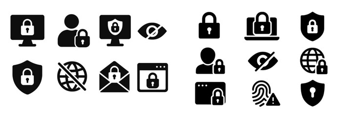 Poster - Overview of cybersecurity icons showcasing digital protection tools and measures relevant in today's online environment