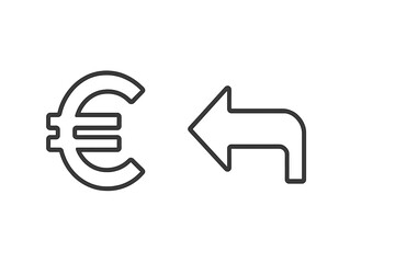 Leinwandbilder - Euro symbol and left arrow indicating financial transactions in a simple design