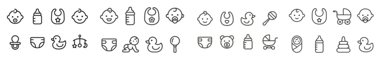Poster - Collection of baby-themed icons featuring toys, essentials, and playful designs suitable for various projects