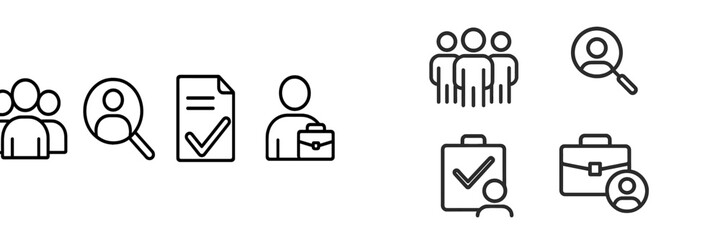 Leinwandbilder - Key elements of a successful recruitment process illustrated through simple icons in a modern design