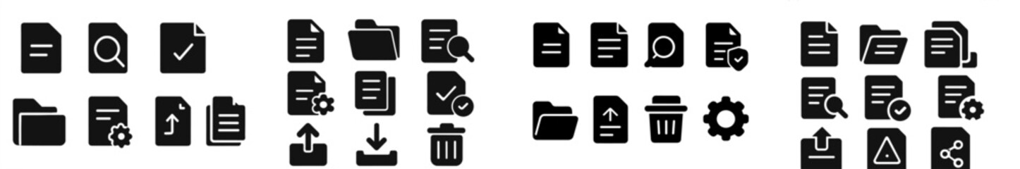 Leinwandbilder - Collection of various document and folder icons representing file management activities and functions in a digital workspace