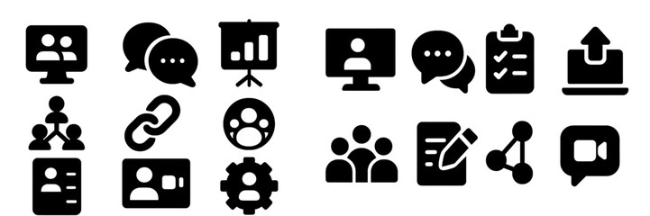 Aufkleber - Vector icons representing digital communication and collaboration tools for modern work environments and online interactions