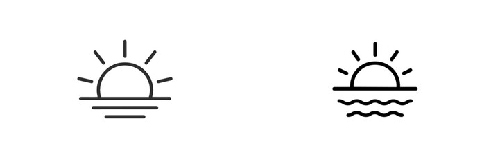Aufkleber - Two minimalist sunset icons showcasing differing styles and designs for sunset representation