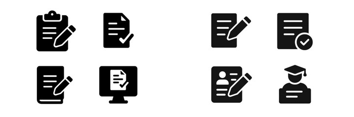 Leinwandbilder - Icons representing various tasks related to document management and education in a digital workspace