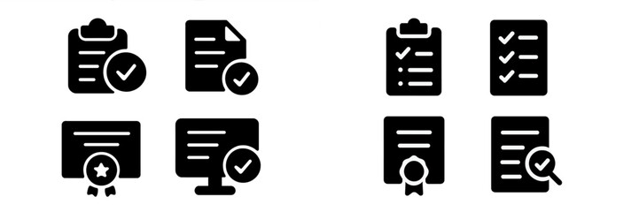 Leinwandbilder - Various checkmark icons representing approval, completion, and certification processes in office environments