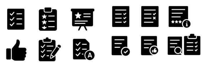 Leinwandbilder - Collection of checklist icons showing various tasks and evaluations for organized management and planning