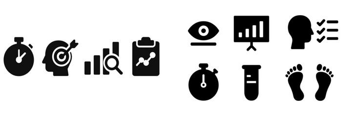 Aufkleber - Icons representing time management, analysis, and personal development in a minimalist style