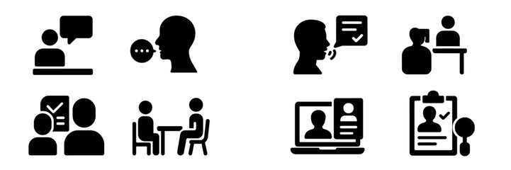 Aufkleber - Communication and collaboration icons representing various interactions in professional settings
