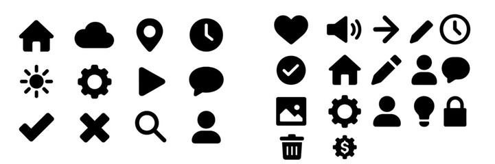 Leinwandbilder - Icon collection representing various digital actions and elements suitable for user interface design