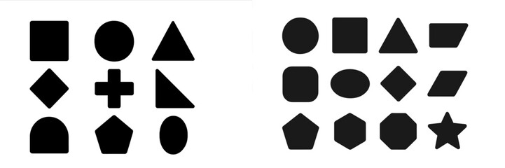 Aufkleber - Various geometric shapes displayed in black on a white background showcasing different designs and forms for educational purposes