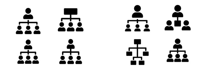 Leinwandbilder - Various organizational chart icons showcasing different hierarchical structures for business presentations or designs