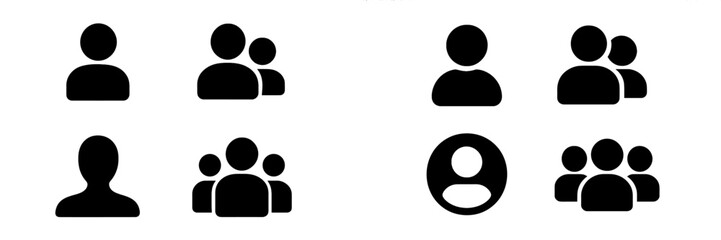Fototapete - Silhouettes depict various group sizes, highlighting individual figures and pairs