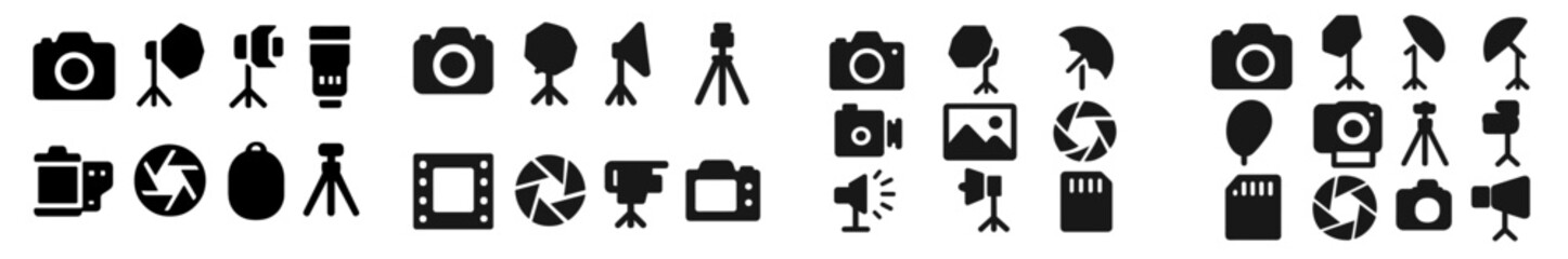 Poster - collection of camera and photography icons showcasing various equipment and accessories used by phot
