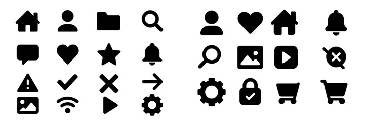 Poster - Symbols and icons arranged in a grid layout showcasing various meanings and functionalities in digital design