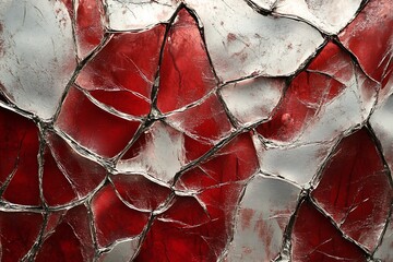 Poster -  Aggressive abstract texture with shattered glass effects and pulsing red overlays. -