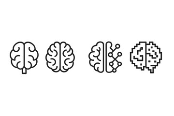 Poster - Iconic representations of brain evolution and technology advancement in illustrations