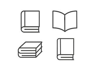 Poster - Collection of simple book illustrations in varying orientations with distinct covers and pages, perfect for design projects