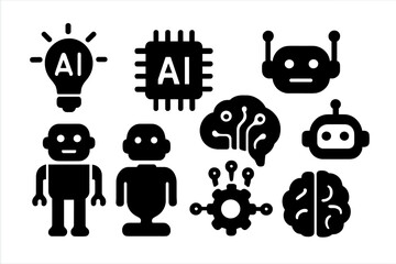 Poster - Icons representing artificial intelligence concepts for educational and creative applications