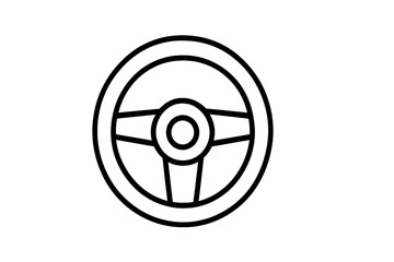 Poster - Car steering wheel design showcasing a simple and modern illustration in black and white