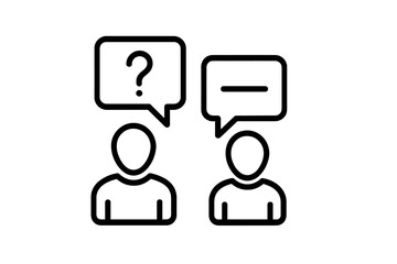 Aufkleber - Two individuals engaging in a conversation with speech bubbles showing different symbols indicating dialogue