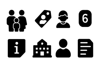 Poster - Diverse icons representing family, identification, and information in minimalist design suitable for various applications