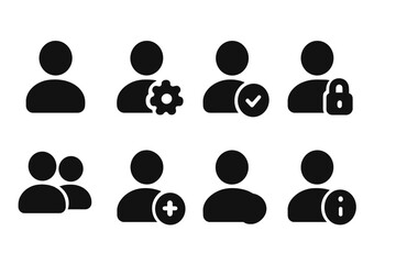 Poster - Icons representing user account features for digital applications in a minimalist design