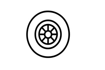 Poster - Symbol of a car tire with a simple design displayed on a white background, illustrating automotive elements and minimalist art style